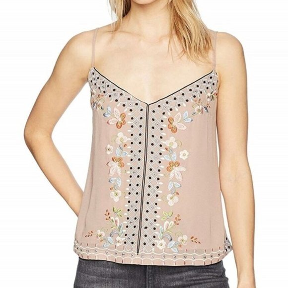 French Connection Tops - French Connection Embroidered Blush Cami Top Sz 0